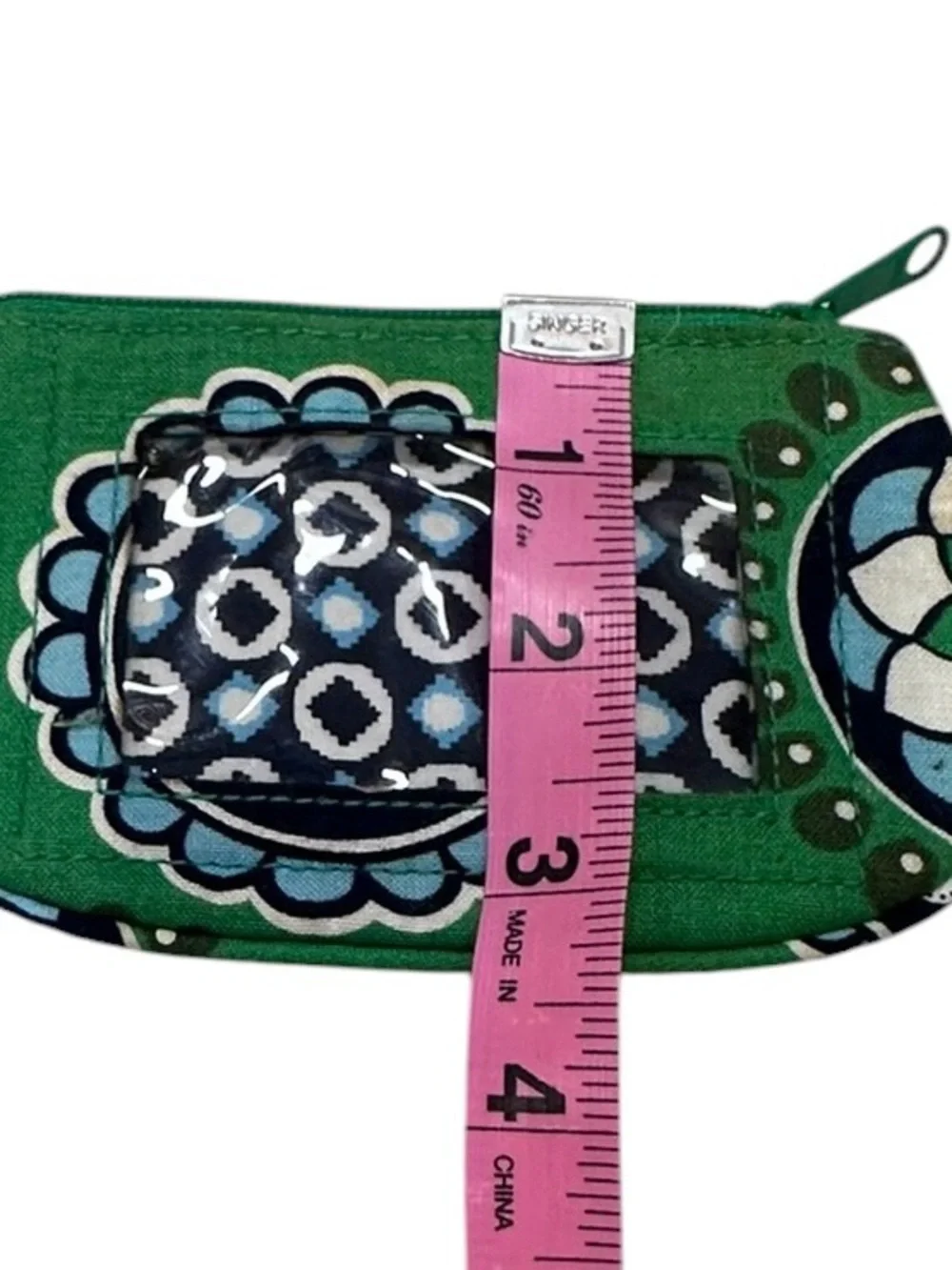 Vera Bradley Cupcakes Green Zip ID Case Wallet Coin Purse